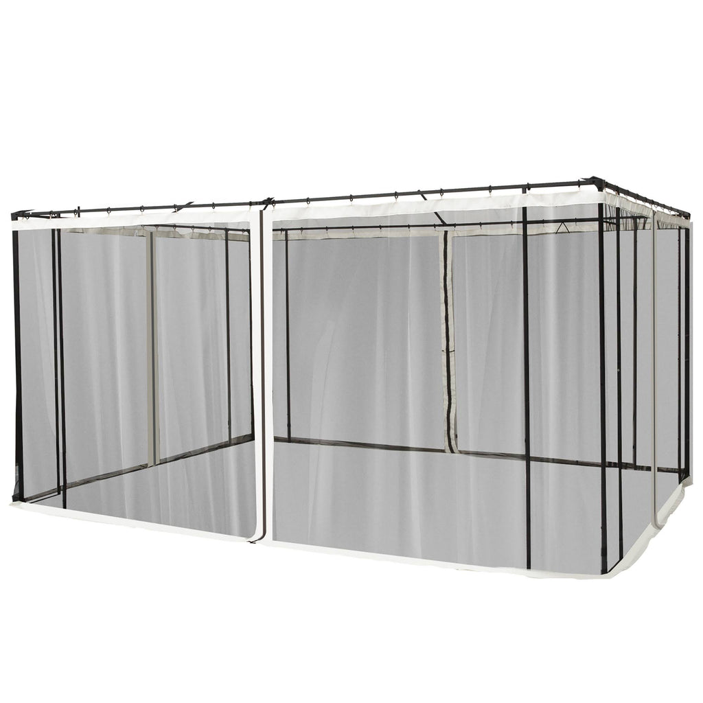 4-Panel Mesh Mosquito Netting Sidewalls with Zippers for Patio Gazebo A207896