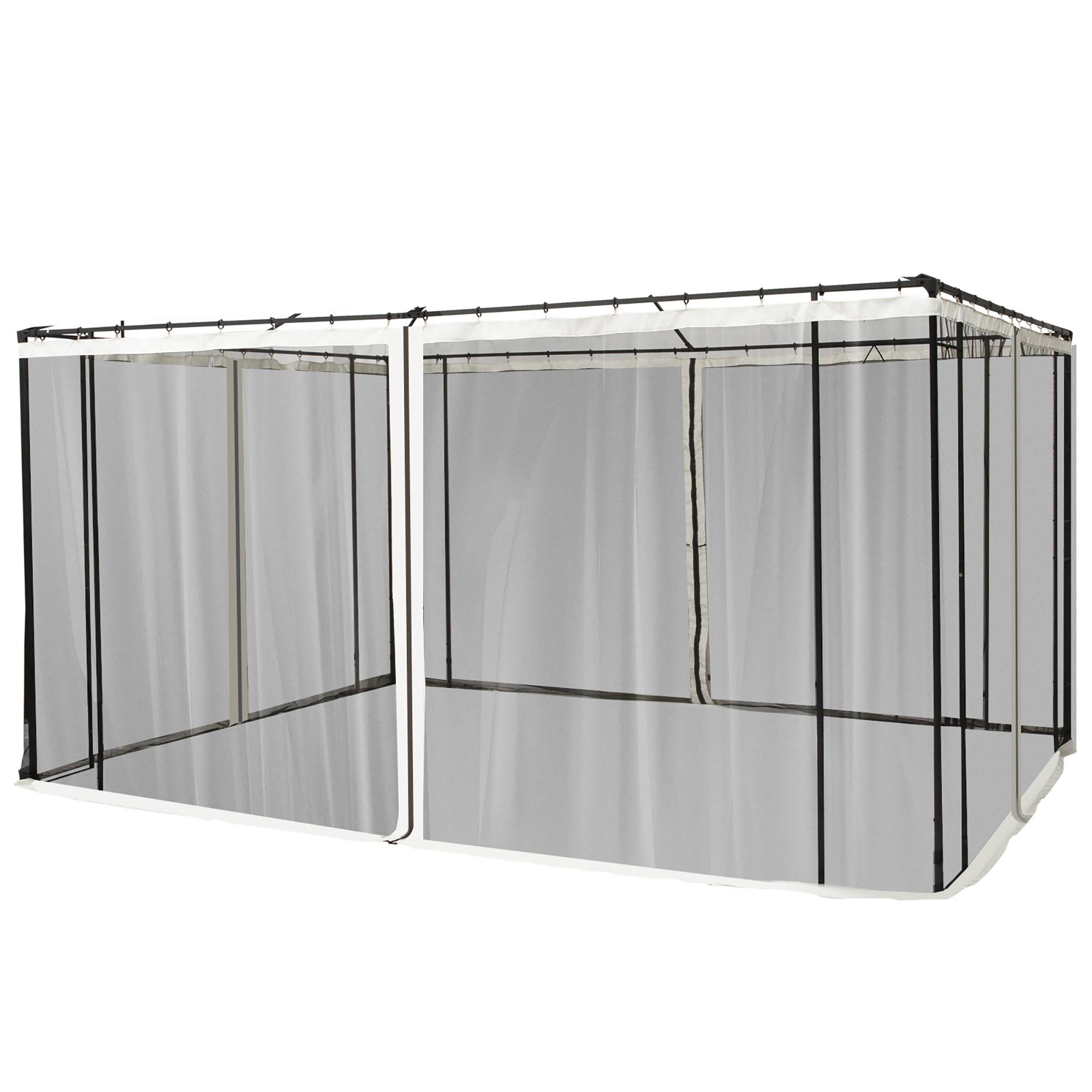4-Panel Mesh Mosquito Netting Sidewalls with Zippers for Patio Gazebo A207896