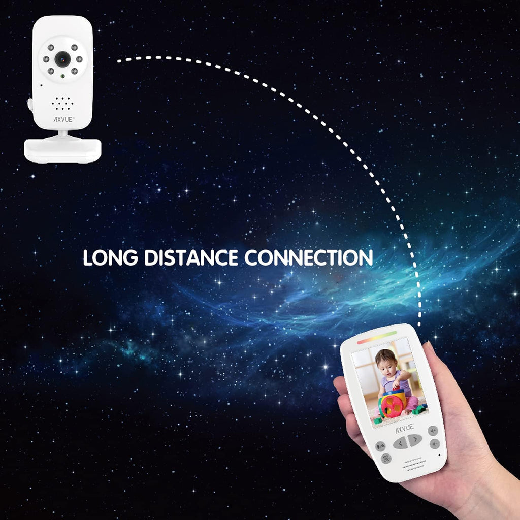 Video Baby Monitor with 2 Cameras, Large Vertical Screen, 1000ft Range, Auto Night Vision, Temperature Alert D377