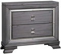 Light Gray 2-Drawer Solid Wood Nightstand U98426