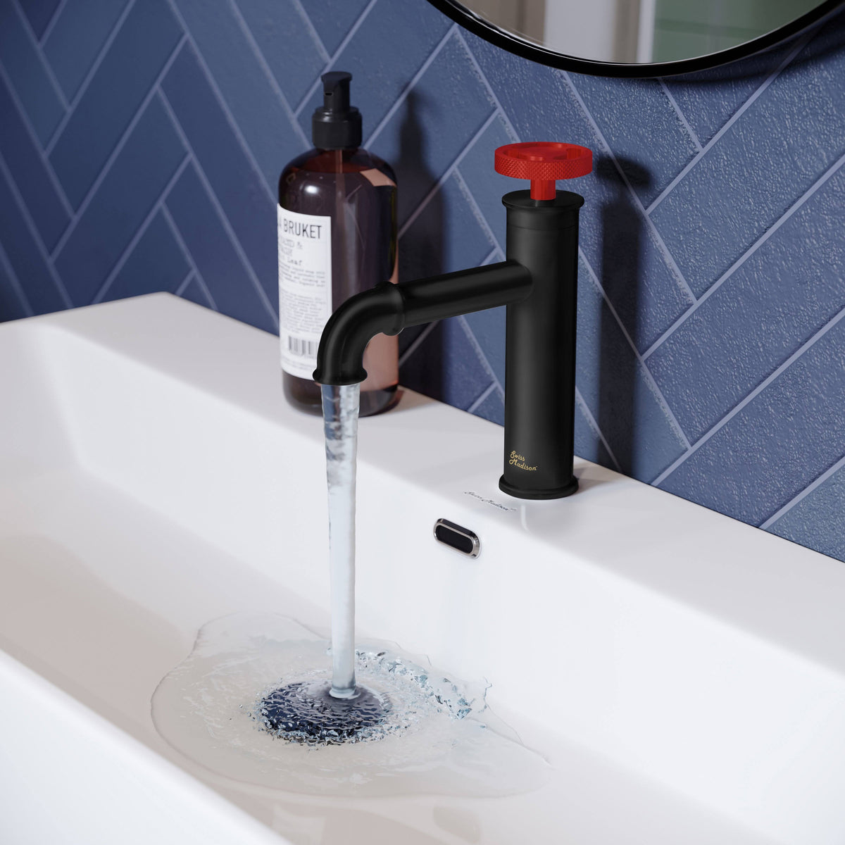 Red Single Hole Bathroom Faucet L89328