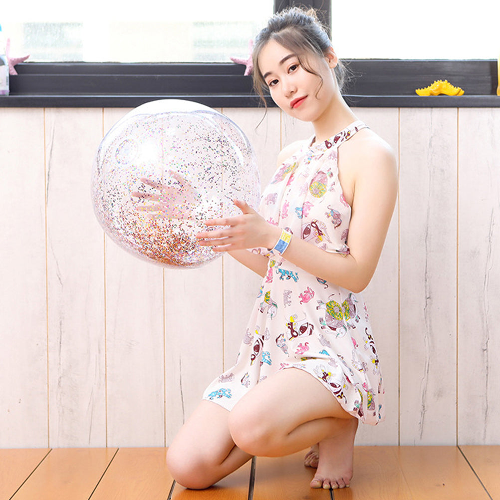 4pcs Glitter Sequin PVC Inflatable Beach Balls with Pumps K8869