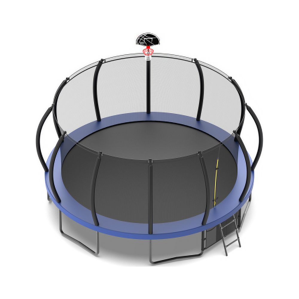 16FT Trampoline with Basketball Hoop and Safety Enclosure Net Y97427
