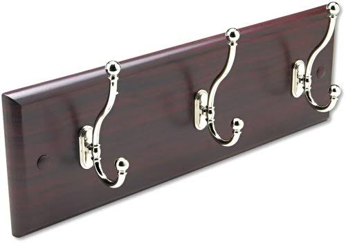 Wood Wall Rack 3 Hook Mahogany/Silver Y791059