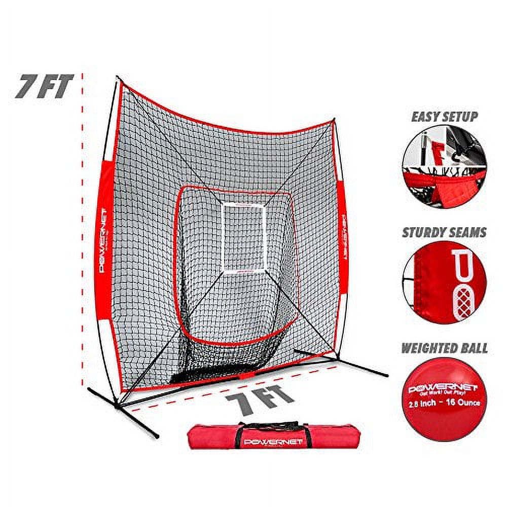 7x7 Baseball Softball Hitting Net with Weighted Heavy Ball and Carry Bag U447