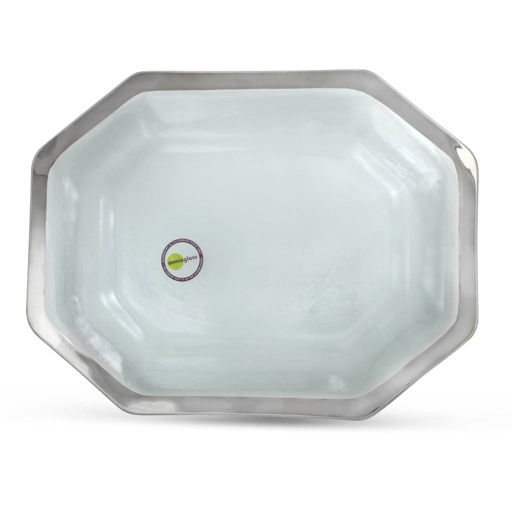 Clear Glass Steak Platter with Platinum Trim P51668
