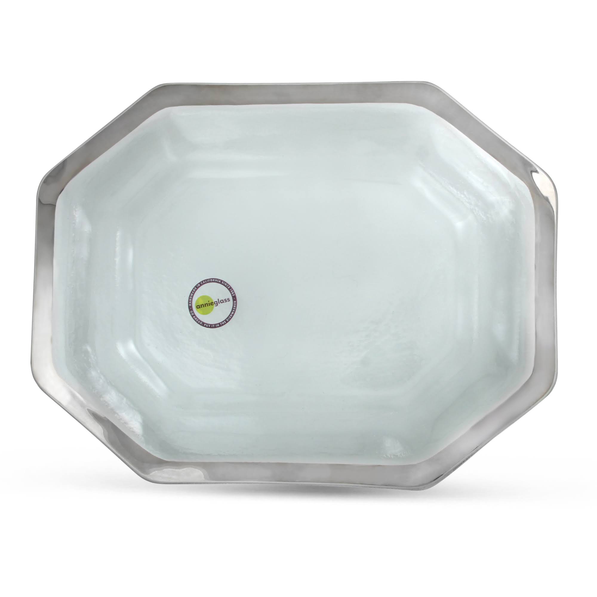 Clear Glass Steak Platter with Platinum Trim P51668