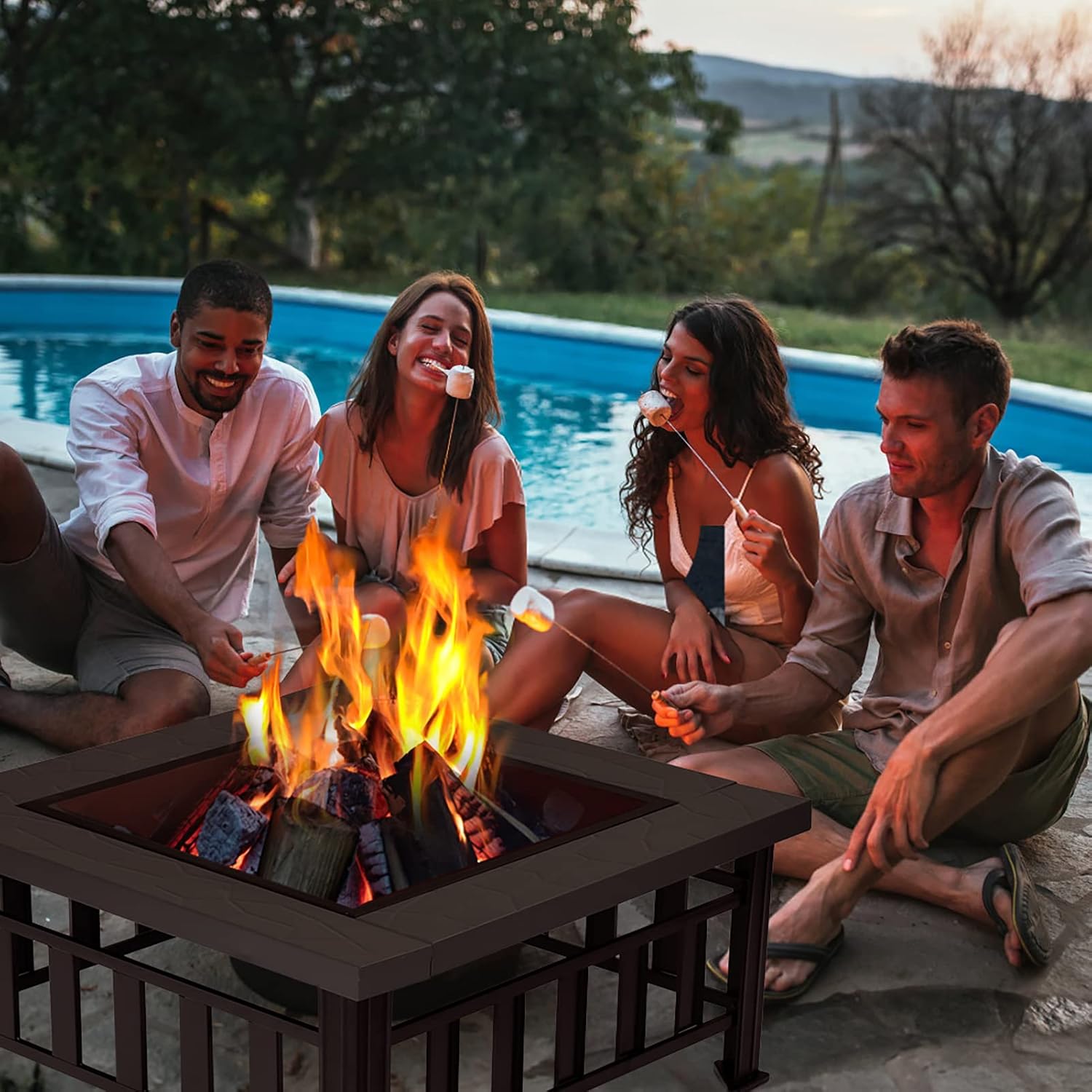 34 Square Metal Fire Pit Table I9659