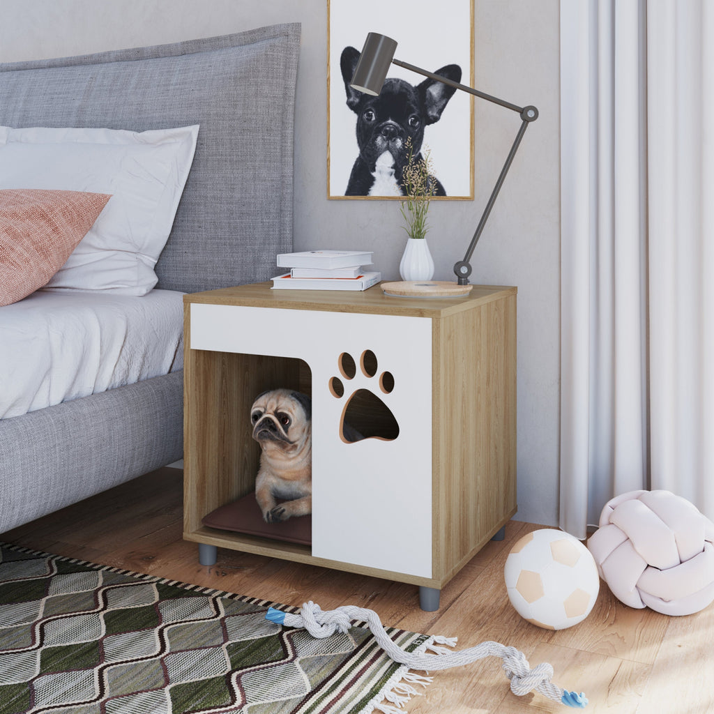 Brown Faux Leather Pet Bed End Table T4687