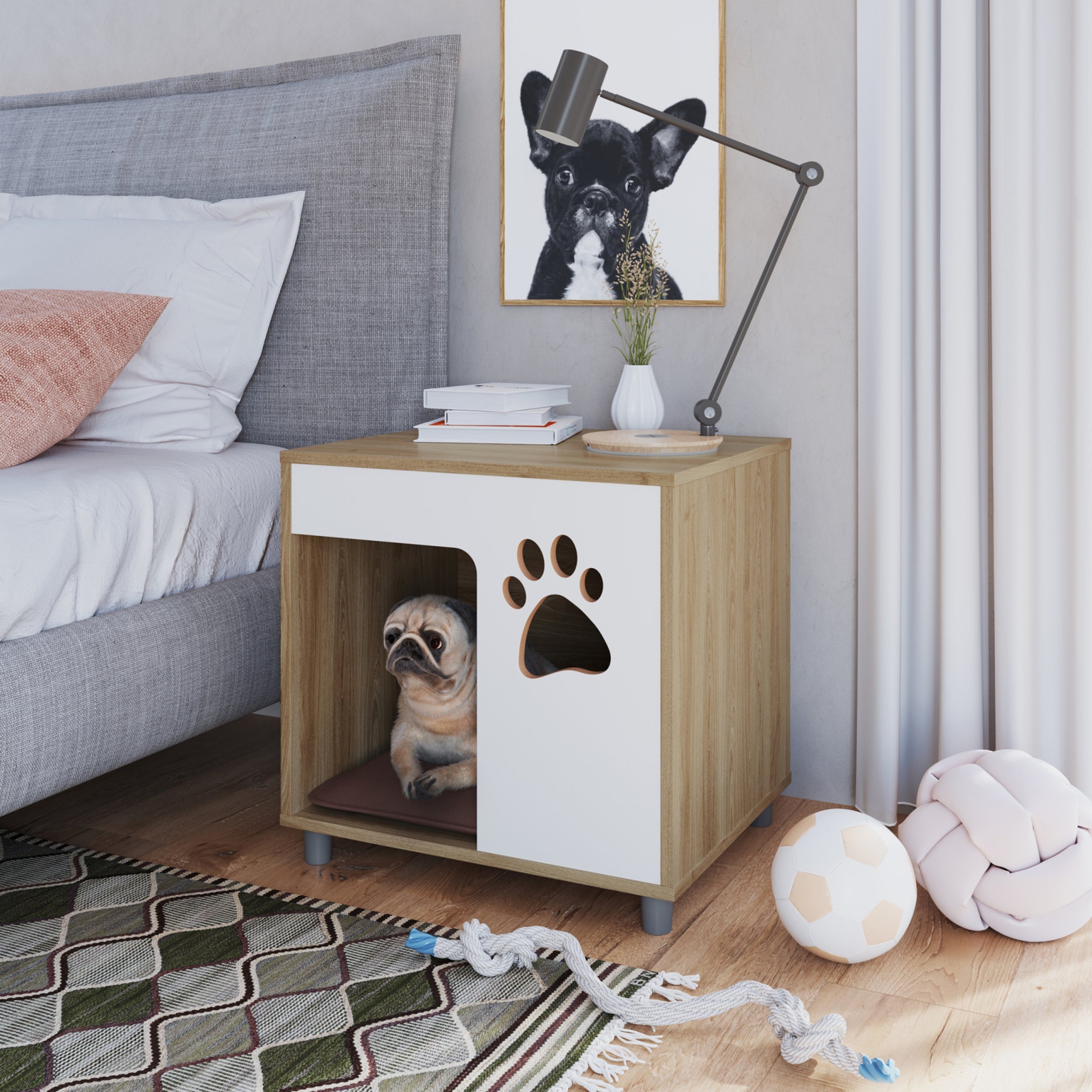 Brown Faux Leather Pet Bed End Table T4687