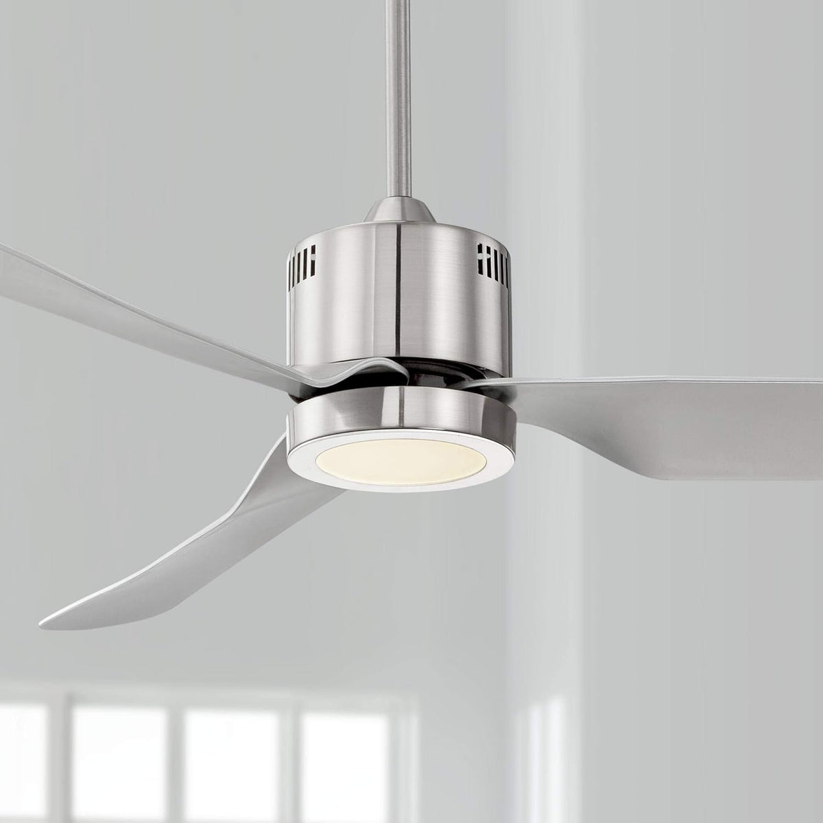 Brushed Nickel Silver 3 Blade Indoor Ceiling Fan with Light LED Remote Control R1097