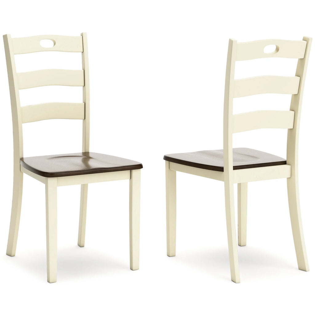 Cream & Brown Ladderback Dining Chair, Set of 2 P90351