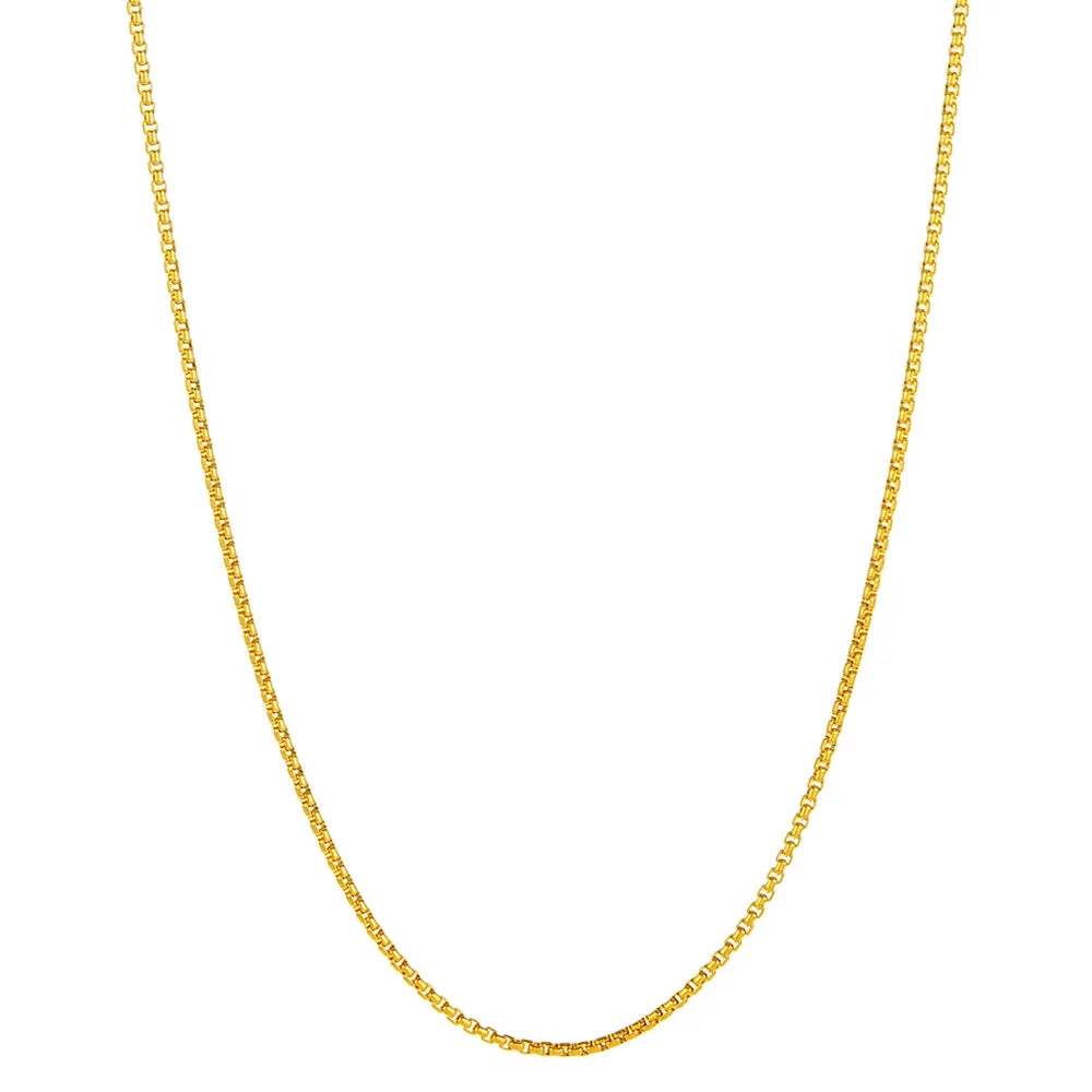 24k Yellow Gold Plated Stainless Steel Square Box Choker Chain Necklace, 16 inches R308247