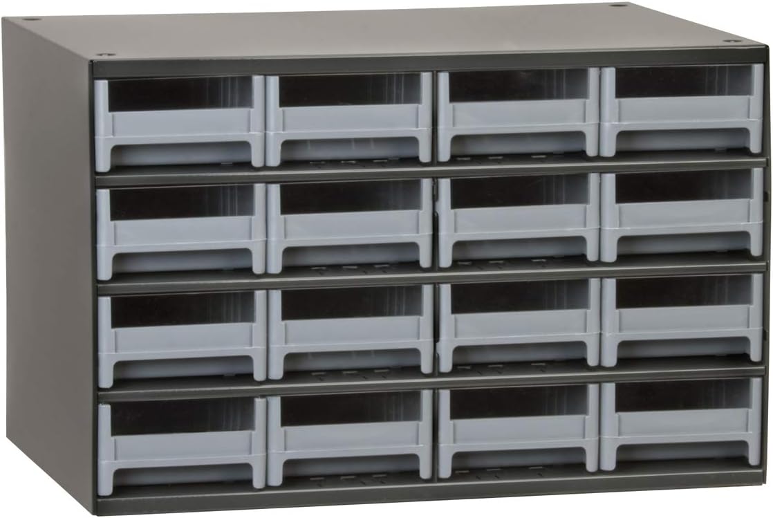 16-Drawer Steel Parts Craft Storage Cabinet Hardware Organizer, Gray, Black J693