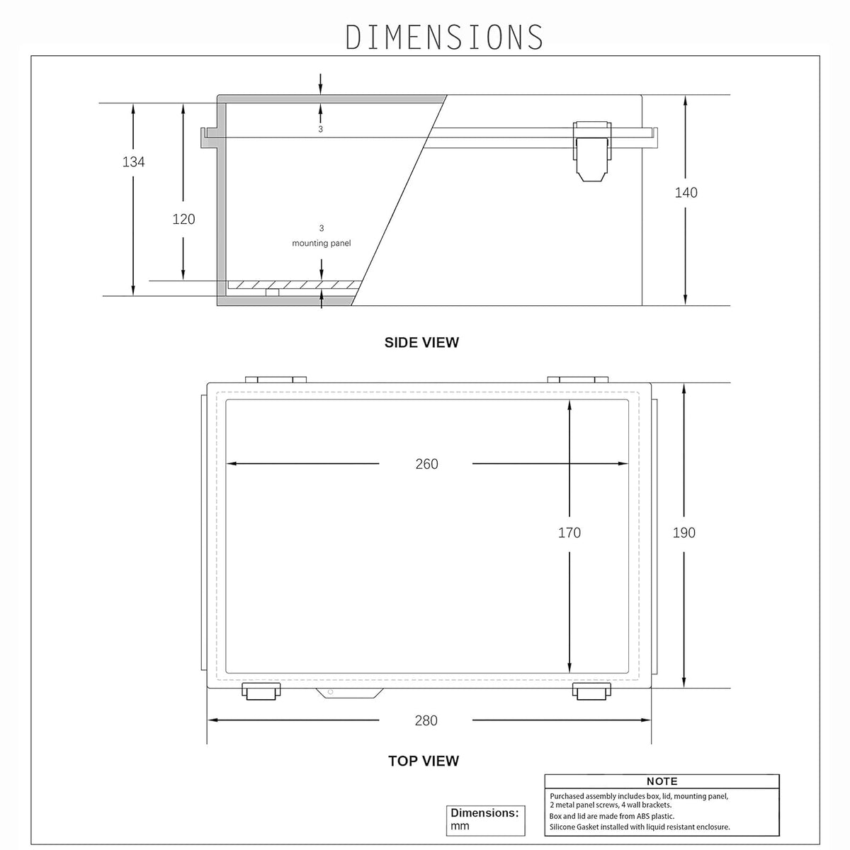 Junction Box, Hinged Cover, IP67 Waterproof Plastic Enclosure, Pack of 2 O6772