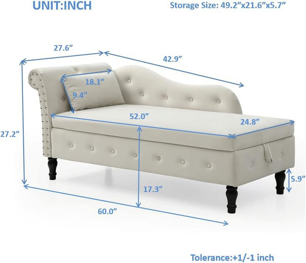Orange Upholstered Chaise Lounge Chair with Pillow S5340
