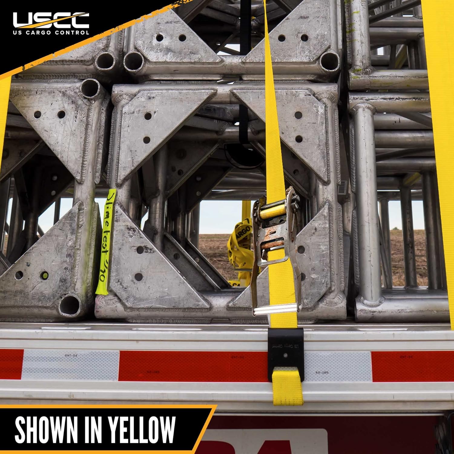 Yellow Ratchet Strap with Flat Hooks X31192