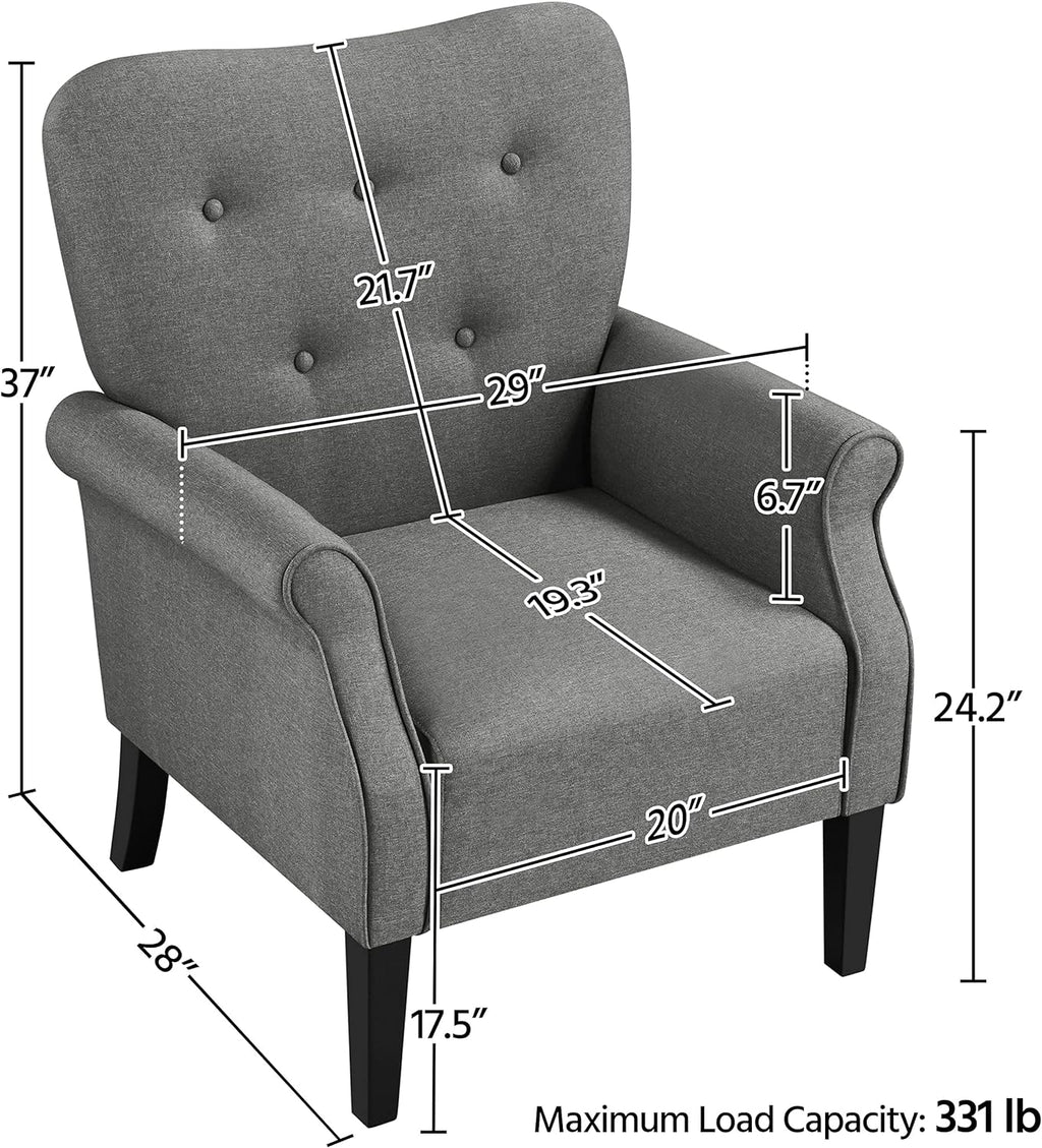 Dark Gray Upholstered Fabric Armchair with Wood Legs V73736