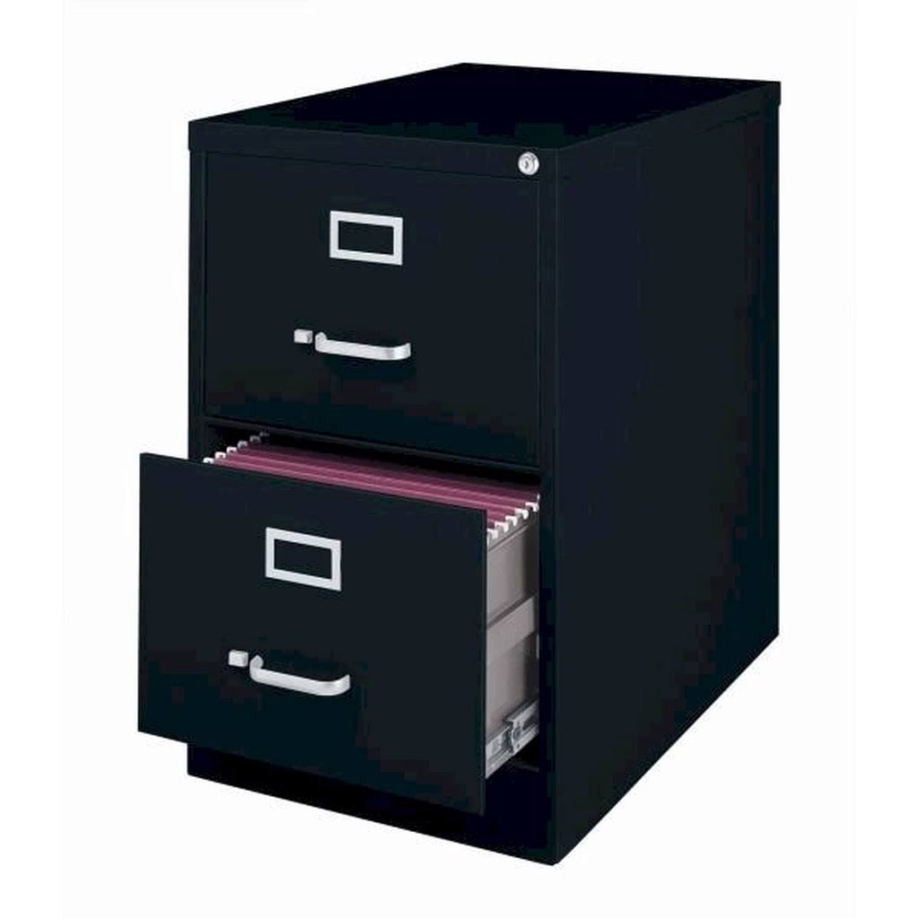 Black Metal 2-Drawer Vertical File Cabinet V5818