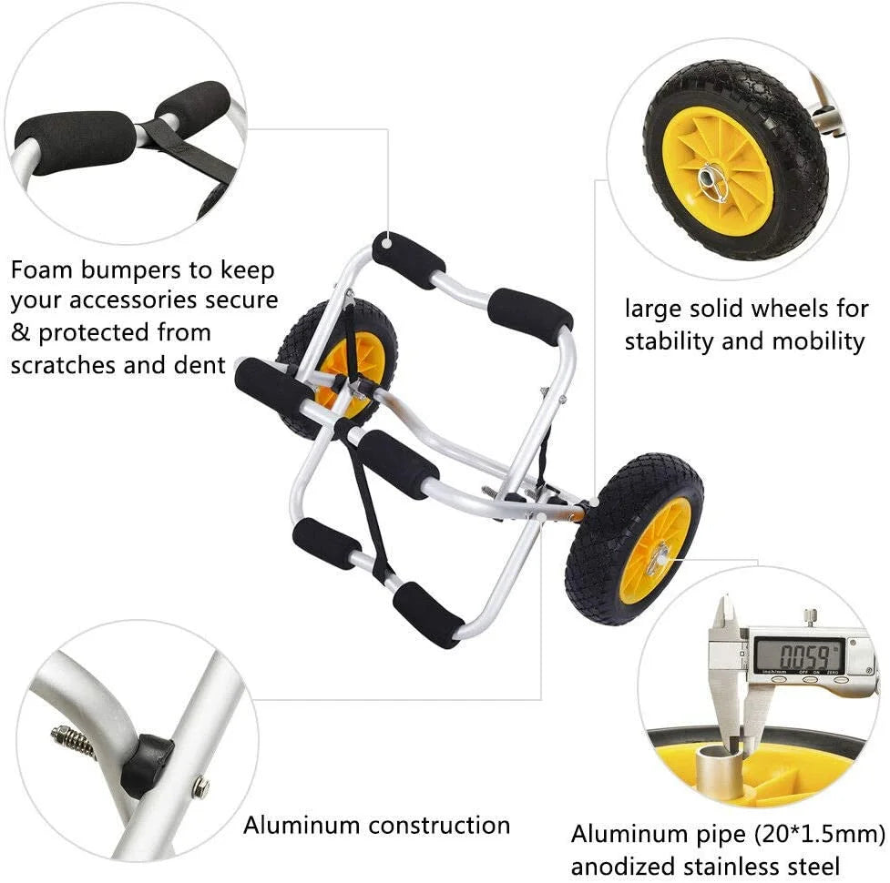 Boat Carrier Dolly Cart with Airless Tires and 2 Ratchet Straps U7979