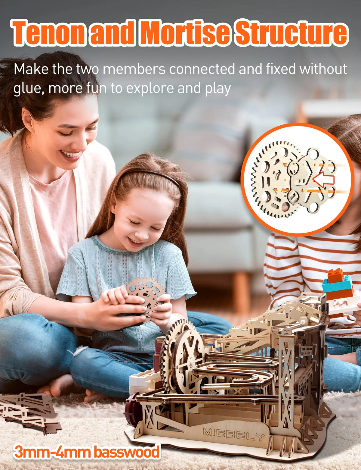 3D Wooden Puzzles Marble Run Model Building Kits with Motor F80552