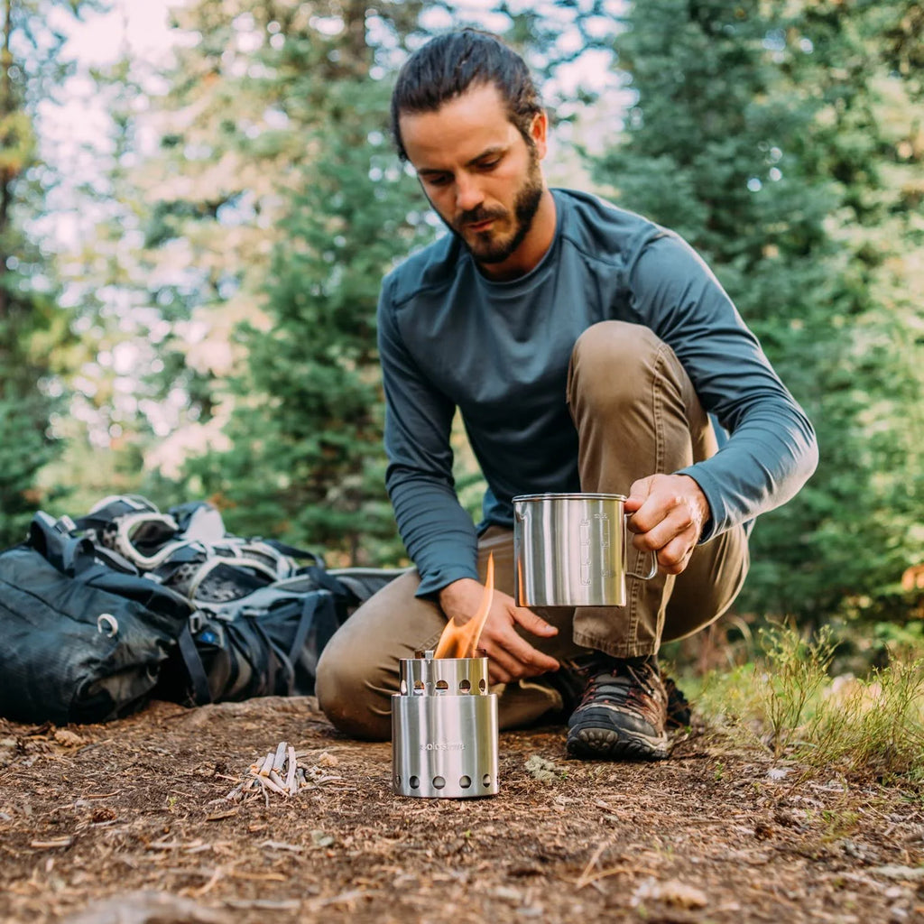 Portable Wood Burning Campstove with 900 ml Pot, 304 Stainless Steel, Compact J4761