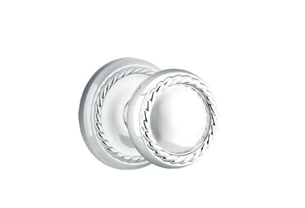 Passage Knob with Rope Rose Bright Chrome Finish U1748