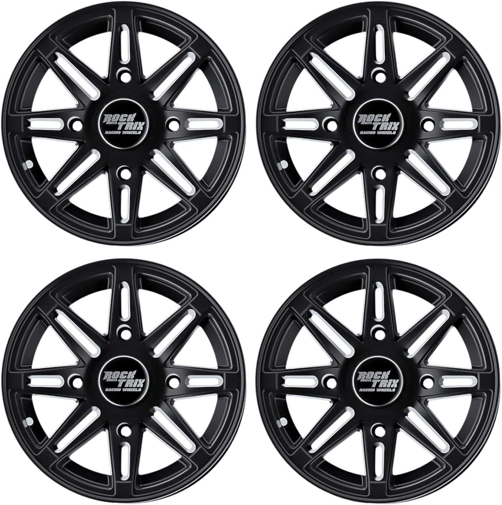 14x7 Matte Black ATV Wheels Rims Set of 4 C2960
