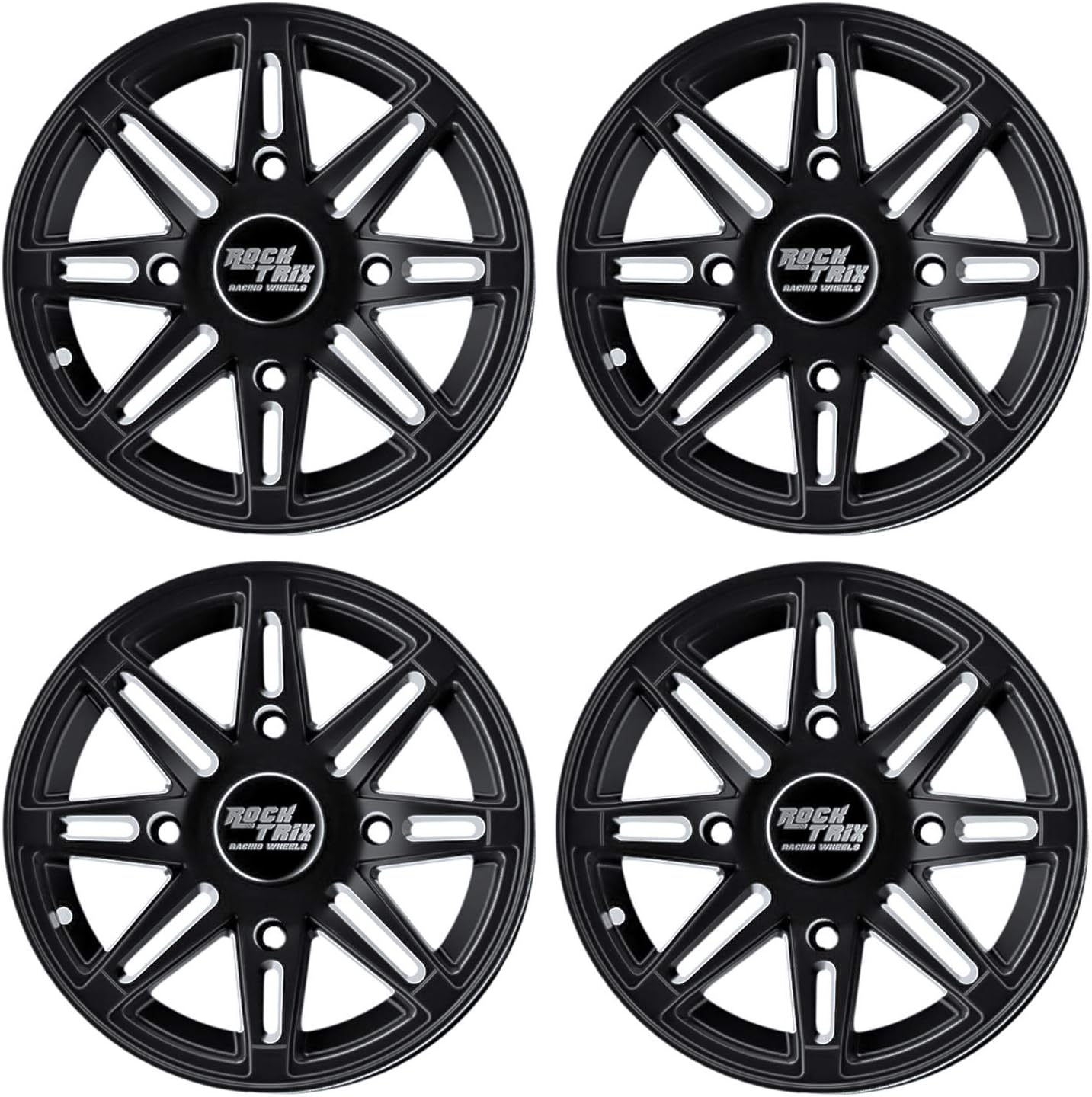 14x7 Matte Black ATV Wheels Rims Set of 4 C2960