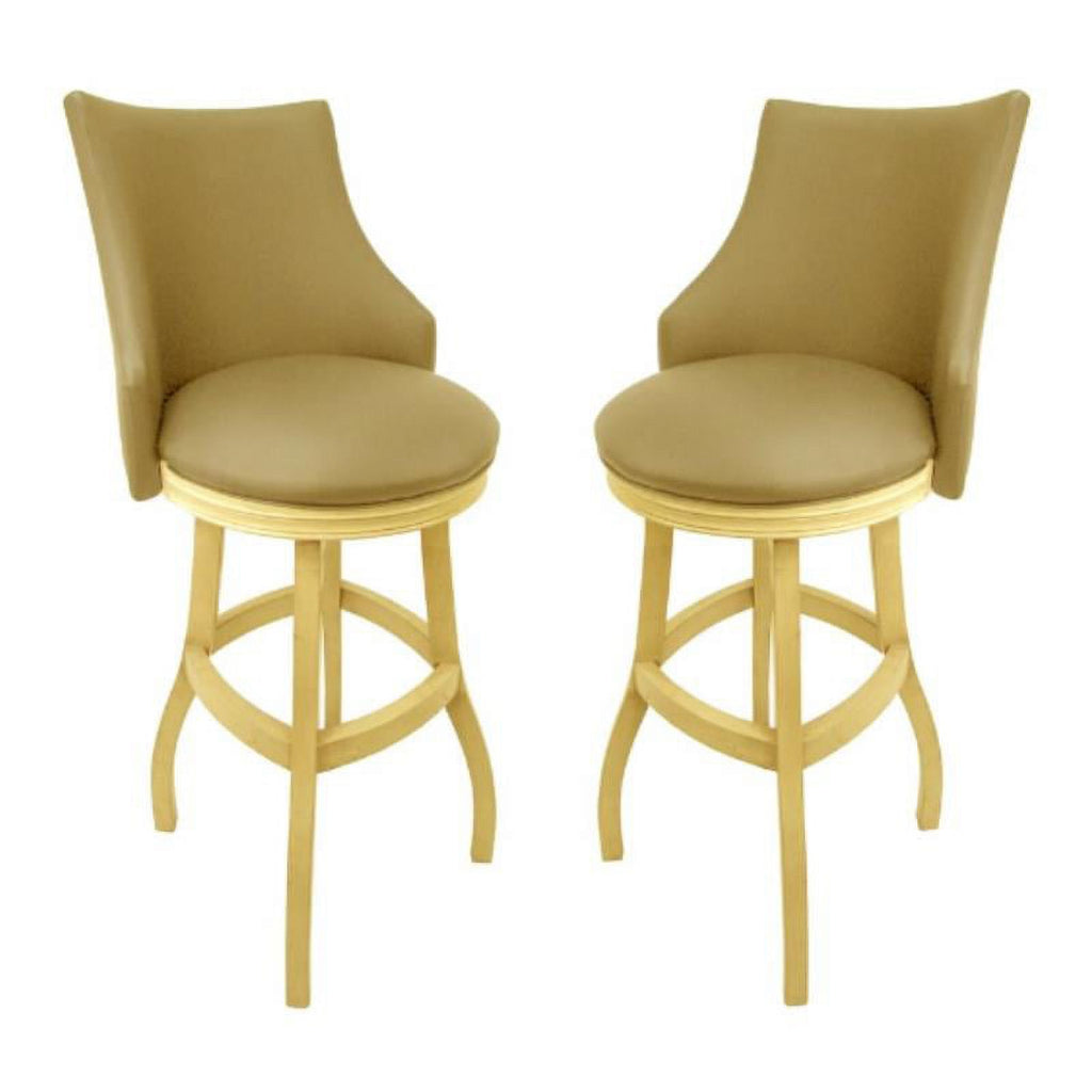 Tan & Beige Swivel Wood Bar Stool Set of 2 P389041