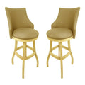 Tan & Beige Swivel Wood Bar Stool Set of 2 P389041