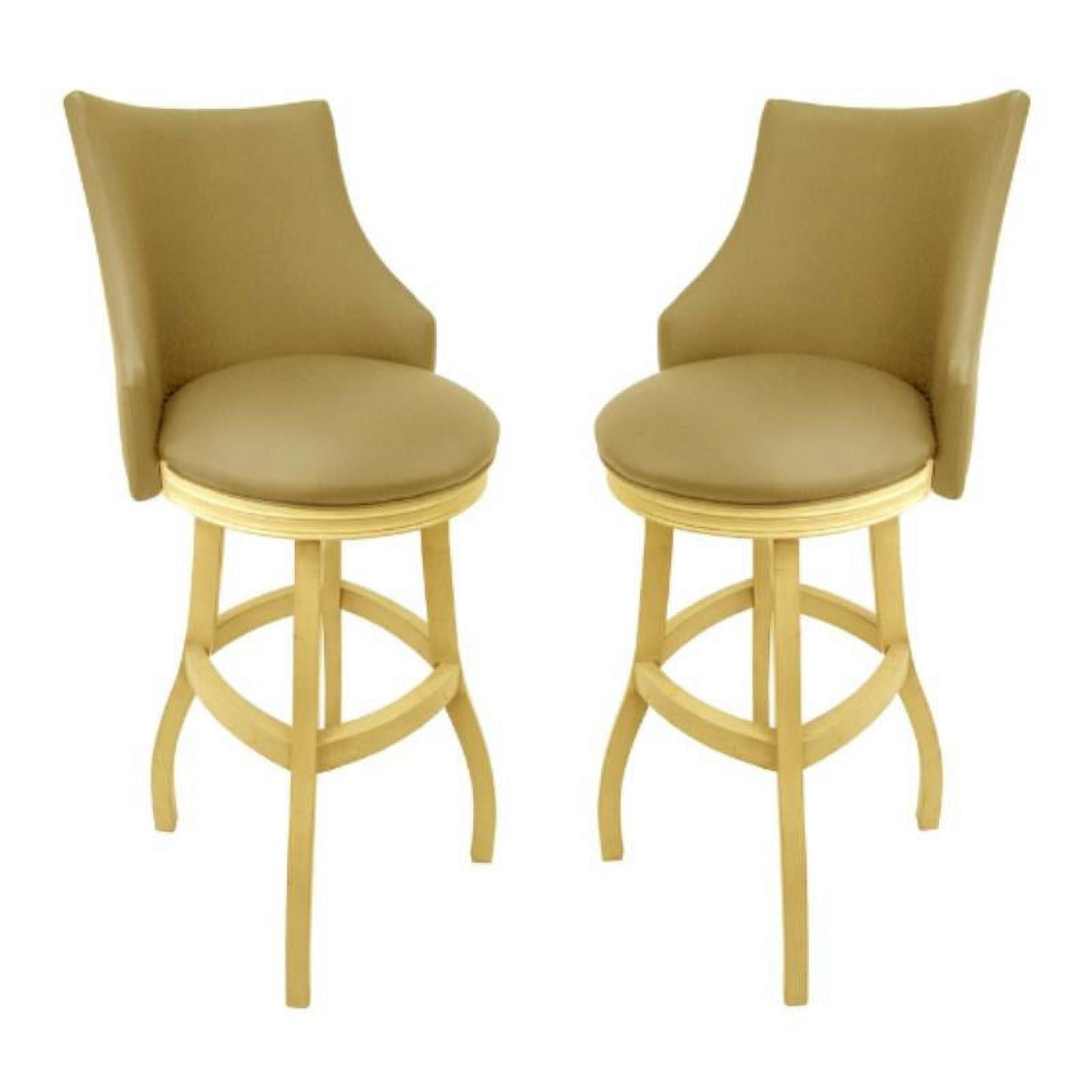 Tan & Beige Swivel Wood Bar Stool Set of 2 P389041