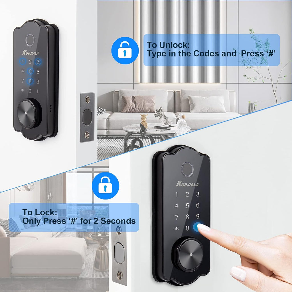 Smart Lock Fingerprint Keyless Entry Door Lock with Keypad WiFi Digital Electronic Deadbolt P66146