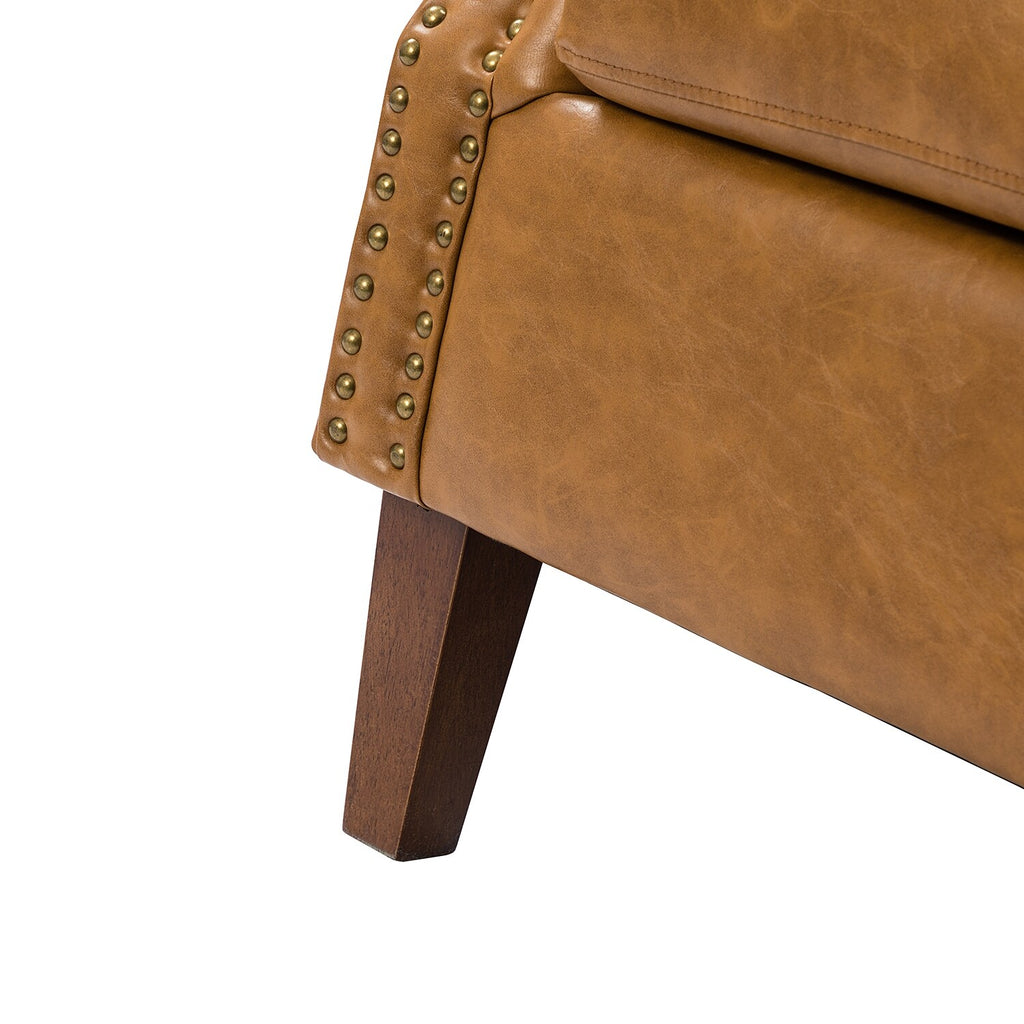 Faux Leather Arm Chair with Nailhead Trim and Rolled Arms Set of 2 E432905