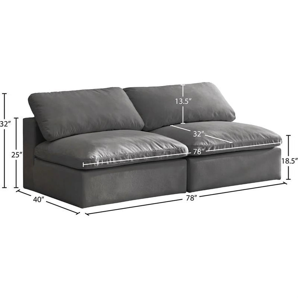 Gray Velvet Modular 2 Piece Armless Loveseat T802051