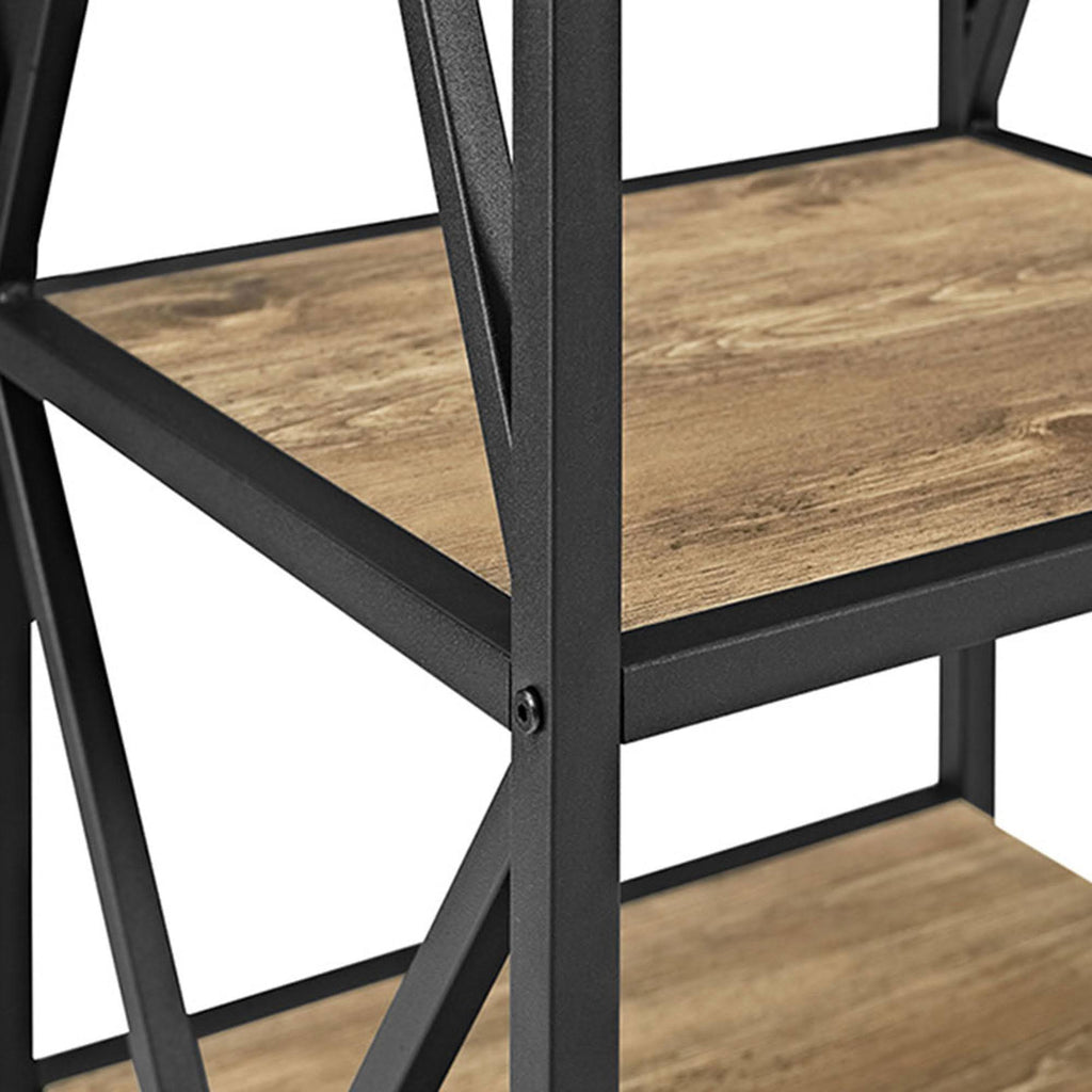 Tall X-Frame Metal and Wood Media Bookshelf A54883