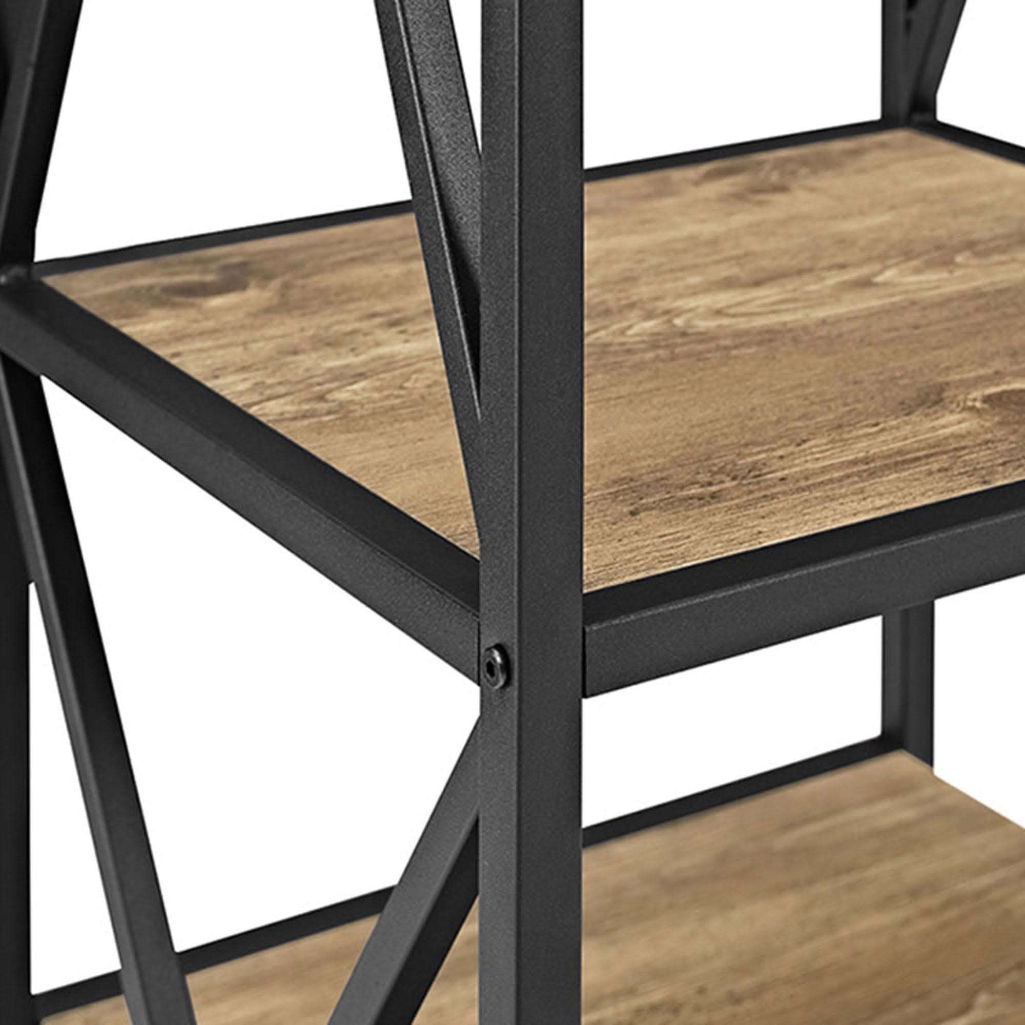 Tall X-Frame Metal and Wood Media Bookshelf A54883