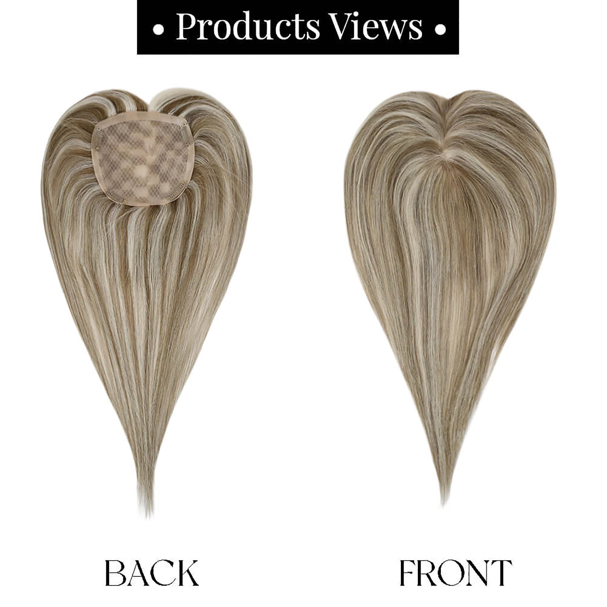 Light Brown Mixed Platinum Blonde Remy Human Hair Clip in Topper 16 inch V6811
