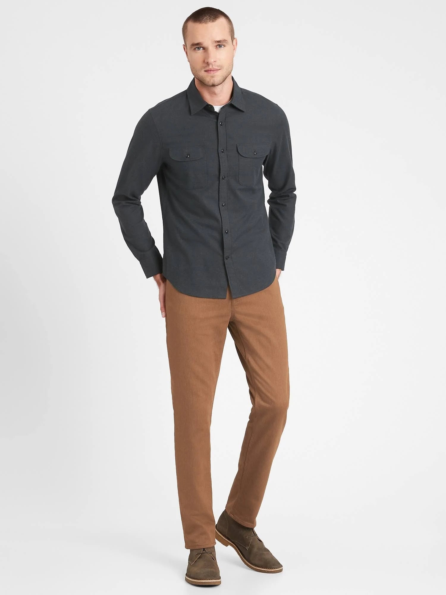 Slim Heathered Traveler Pant Camel Size 33W 32L S94908