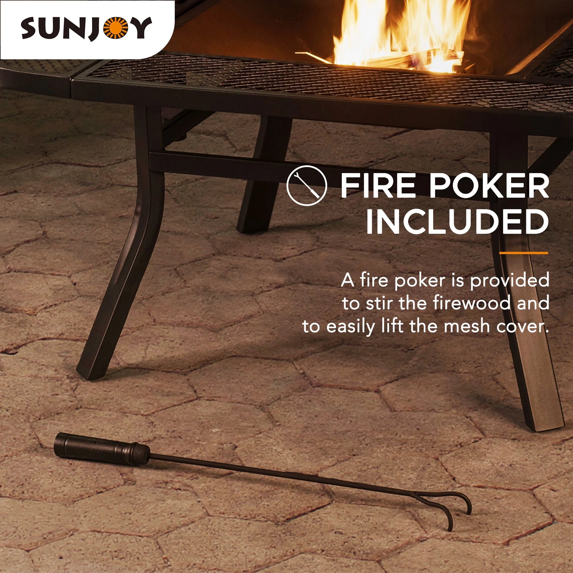 38 Inch Wood Burning Fire Pit with Adjustable Grill Grate and Fire Poker Z620