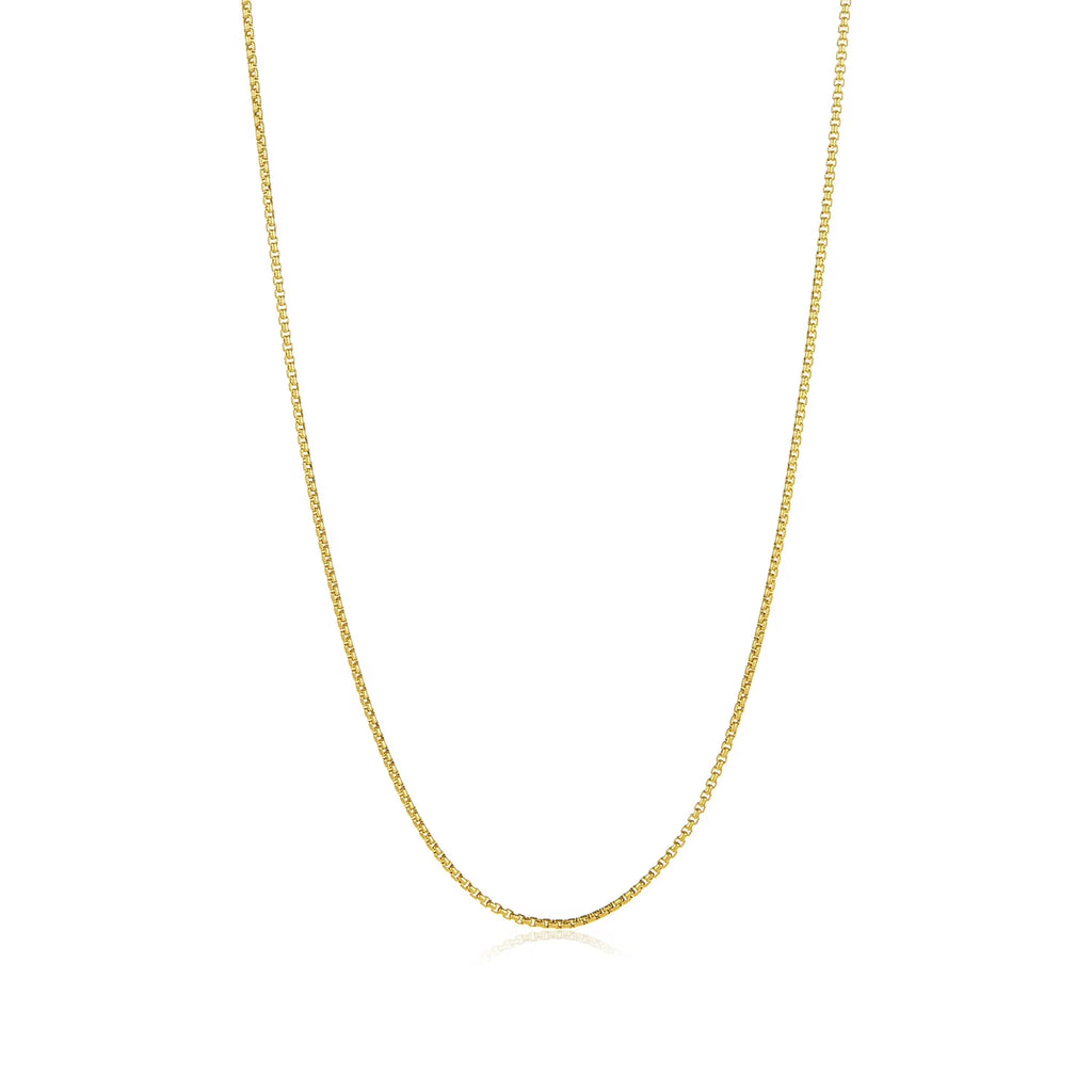 24k Yellow Gold Plated Stainless Steel Square Box Choker Chain Necklace, 16 inches R308247