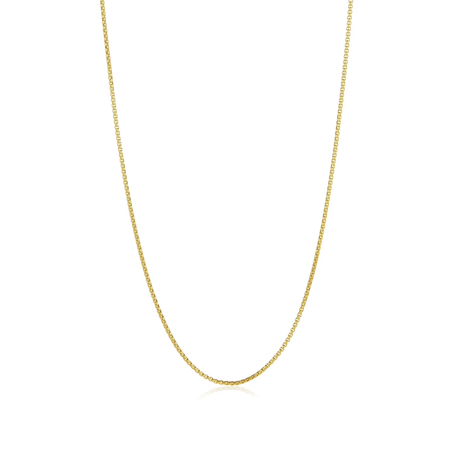 24k Yellow Gold Plated Stainless Steel Square Box Choker Chain Necklace, 16 inches R308247