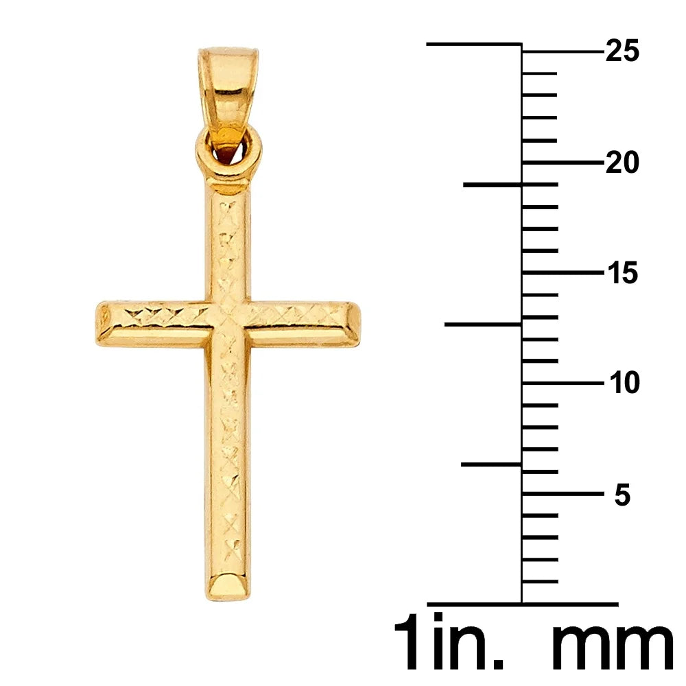 14K Yellow Gold Cross Pendant with Chain Necklace Q2264