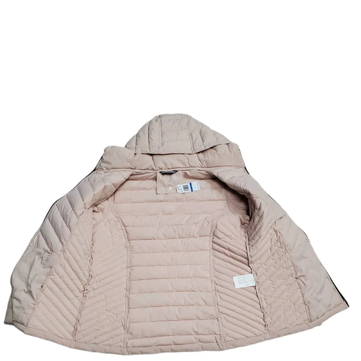 Rose Smoke Pink Hooded Polyester Puffer Coat E994515