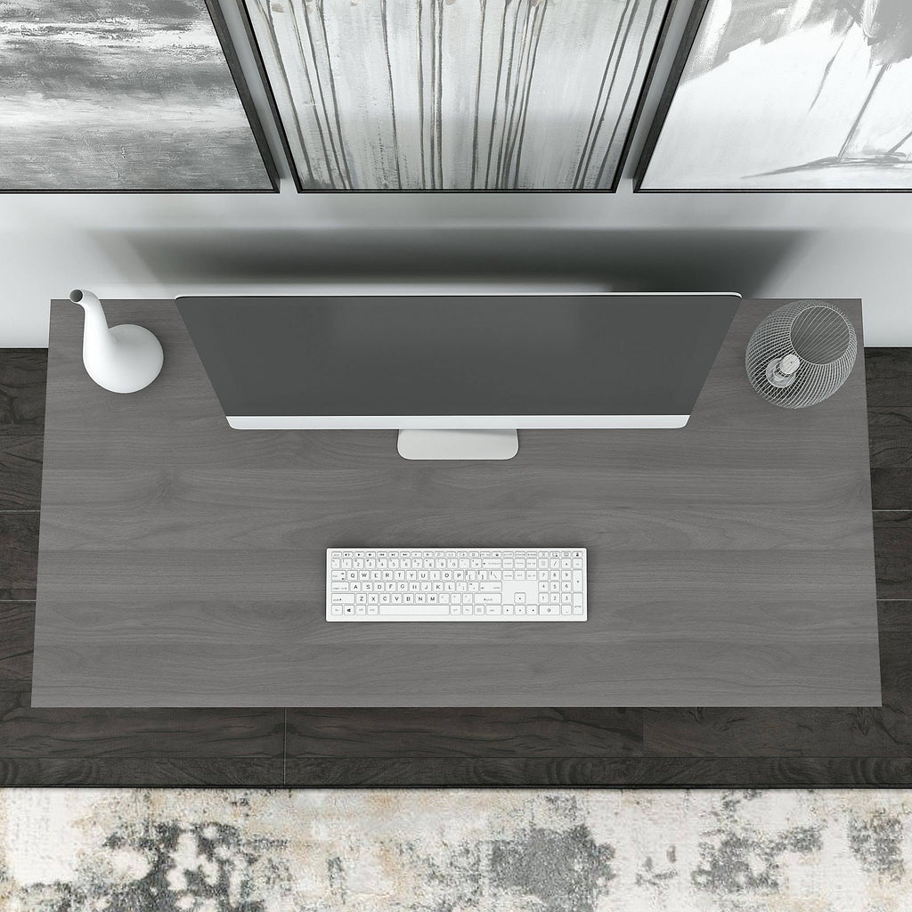 Modern Gray Writing Desk with Low Bookcase C1701