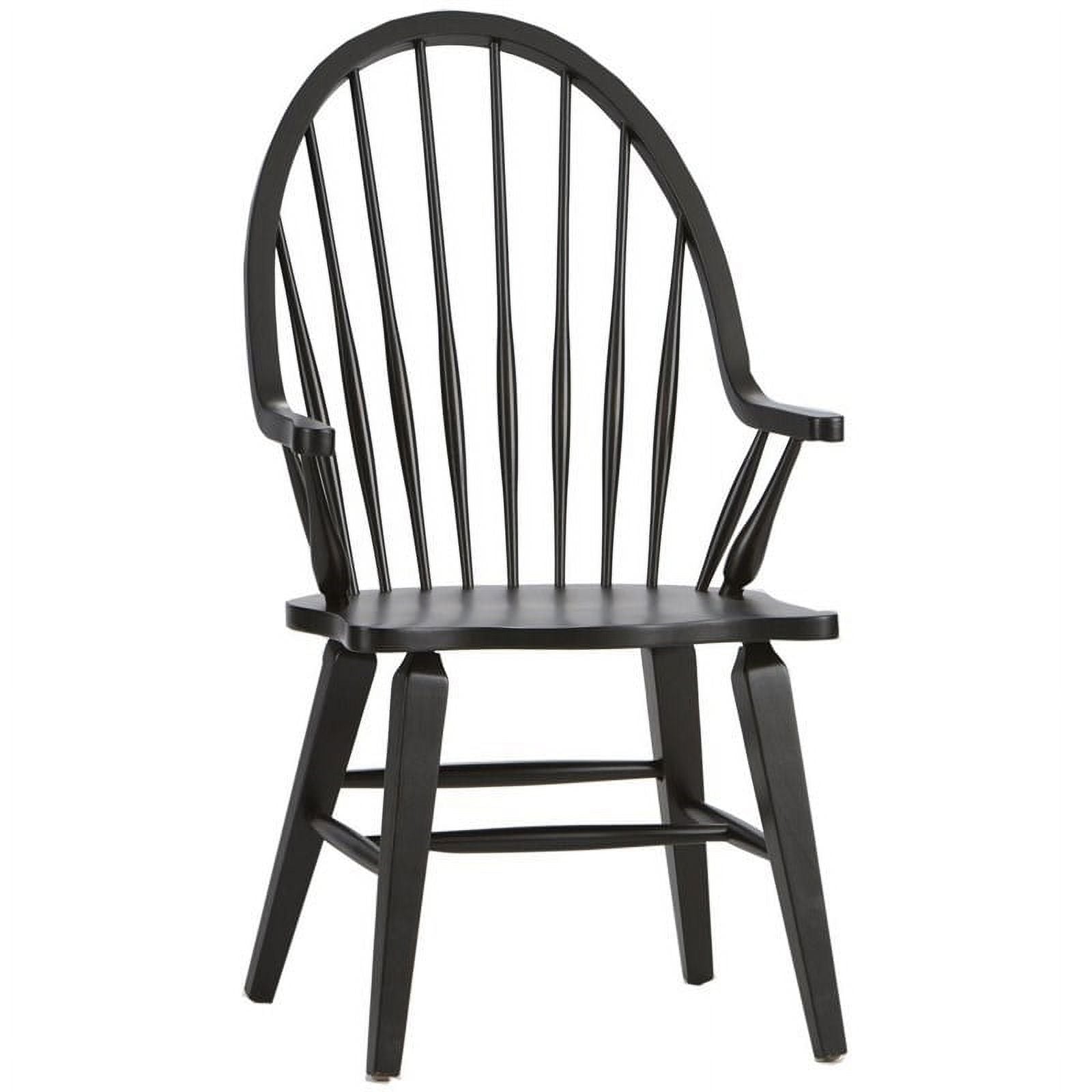 2 Piece Black Wood Dining Arm Chair Set E908321