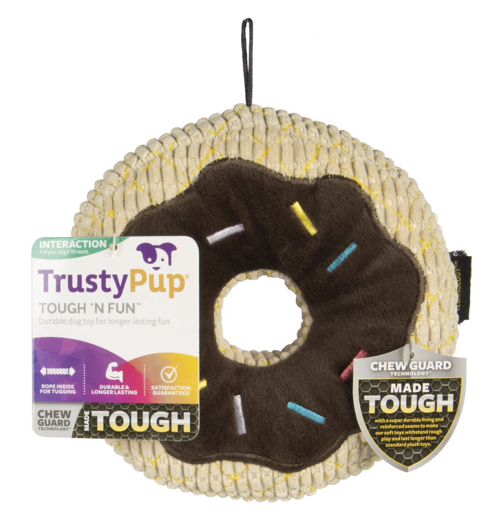 Chocolate Donut Durable Plush Squeaker Dog Toy, Brown, Large T438