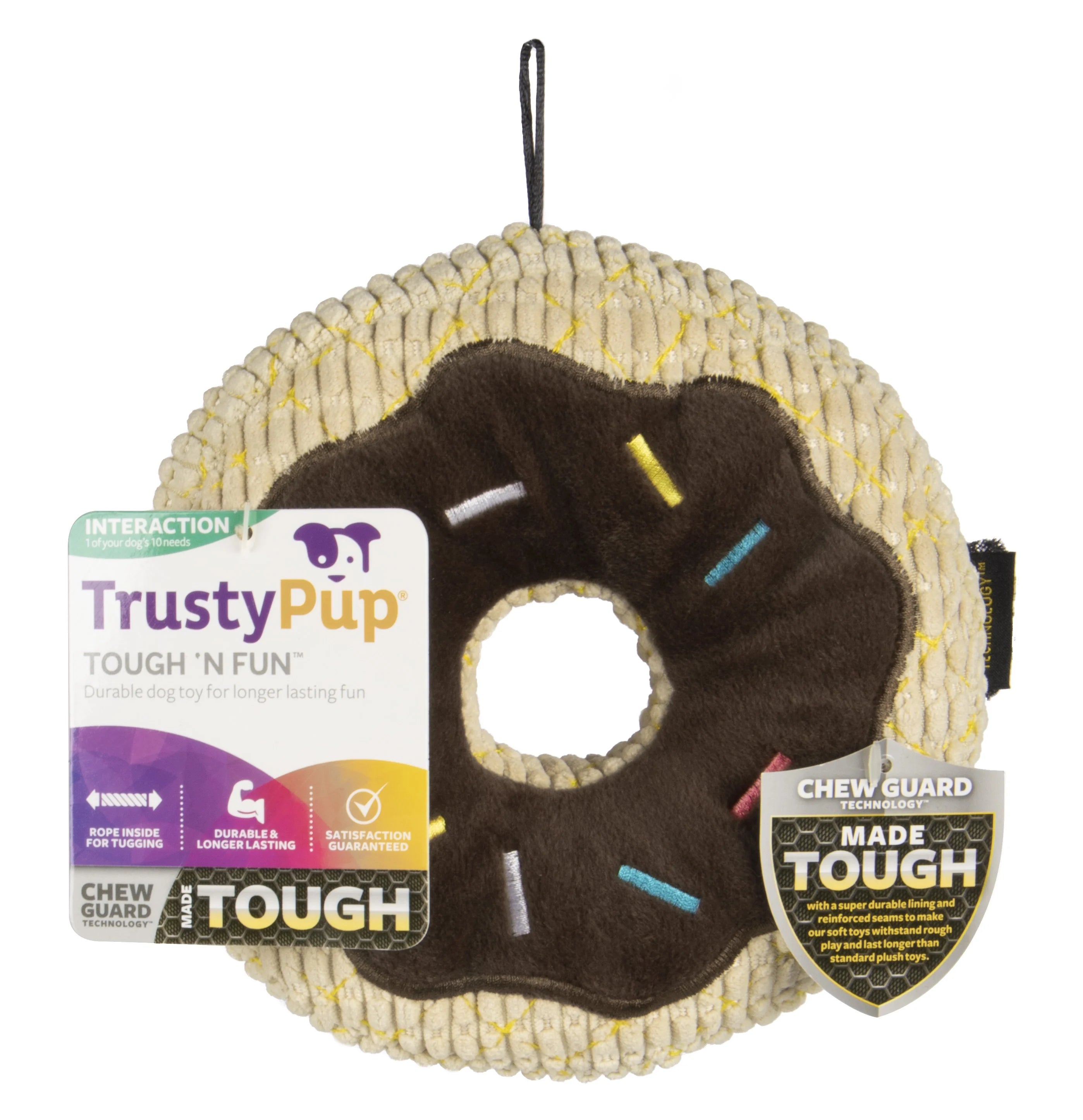 Chocolate Donut Durable Plush Squeaker Dog Toy, Brown, Large T438