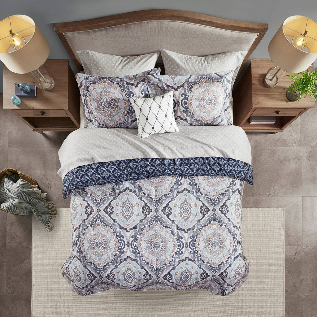 Navy King Reversible Complete Bedding Set W839592
