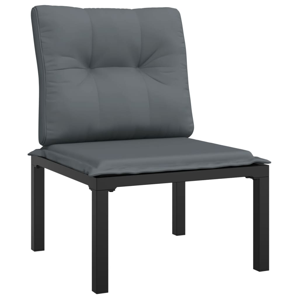 6 Piece Outdoor Patio Furniture Set, Sectional Sofa with Dark Gray Cushions, Black Poly Rattan U668683